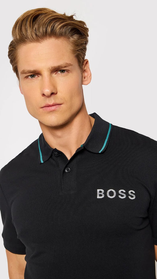 BOSS POLO TSHIRT SLIM FIT BLK/BB