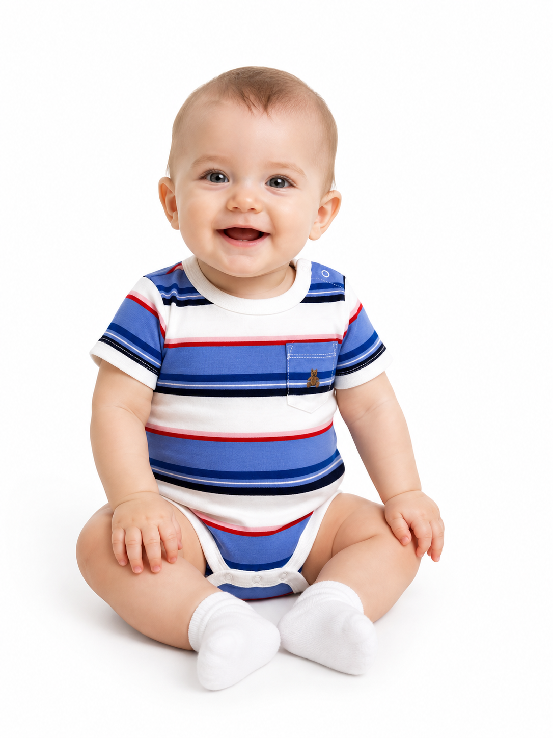 GAP Baby Striped Bodysuit – Soft Cotton Short Sleeve (Blue & White)