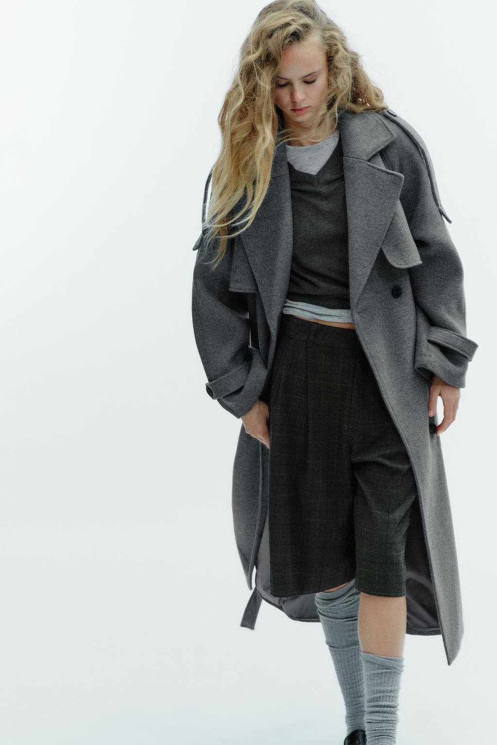ZARA WOMEN TRENCH WOOL COAT  oversized