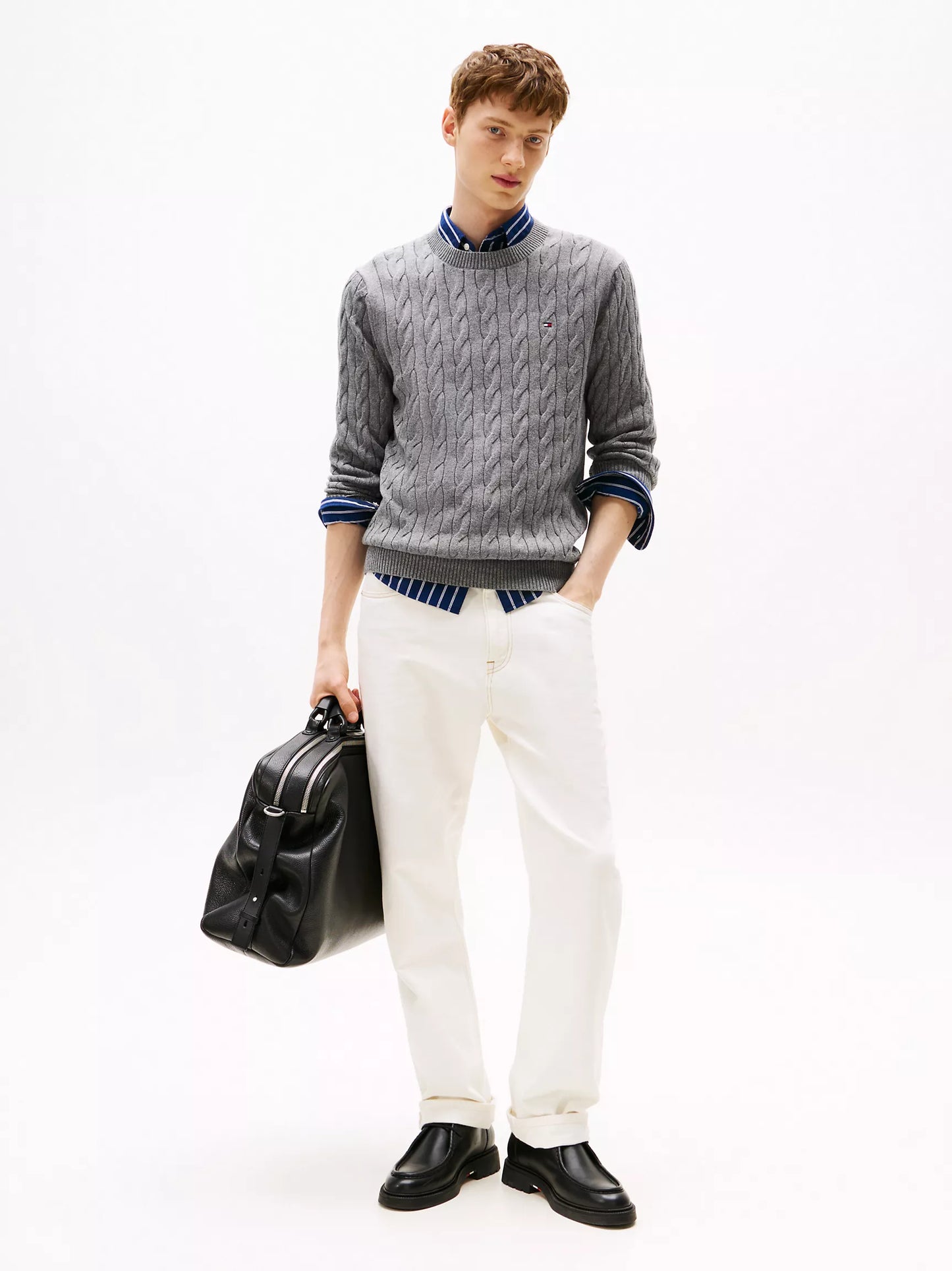 Tommy Hilfiger cable pullover  crew neck dark gray