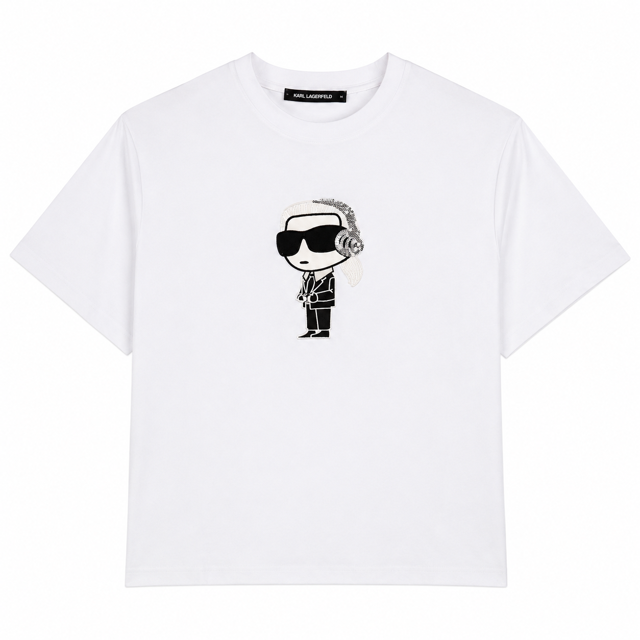 Karl Lagerfeld Women’s White Graphic T-Shirt – oversized  Fit