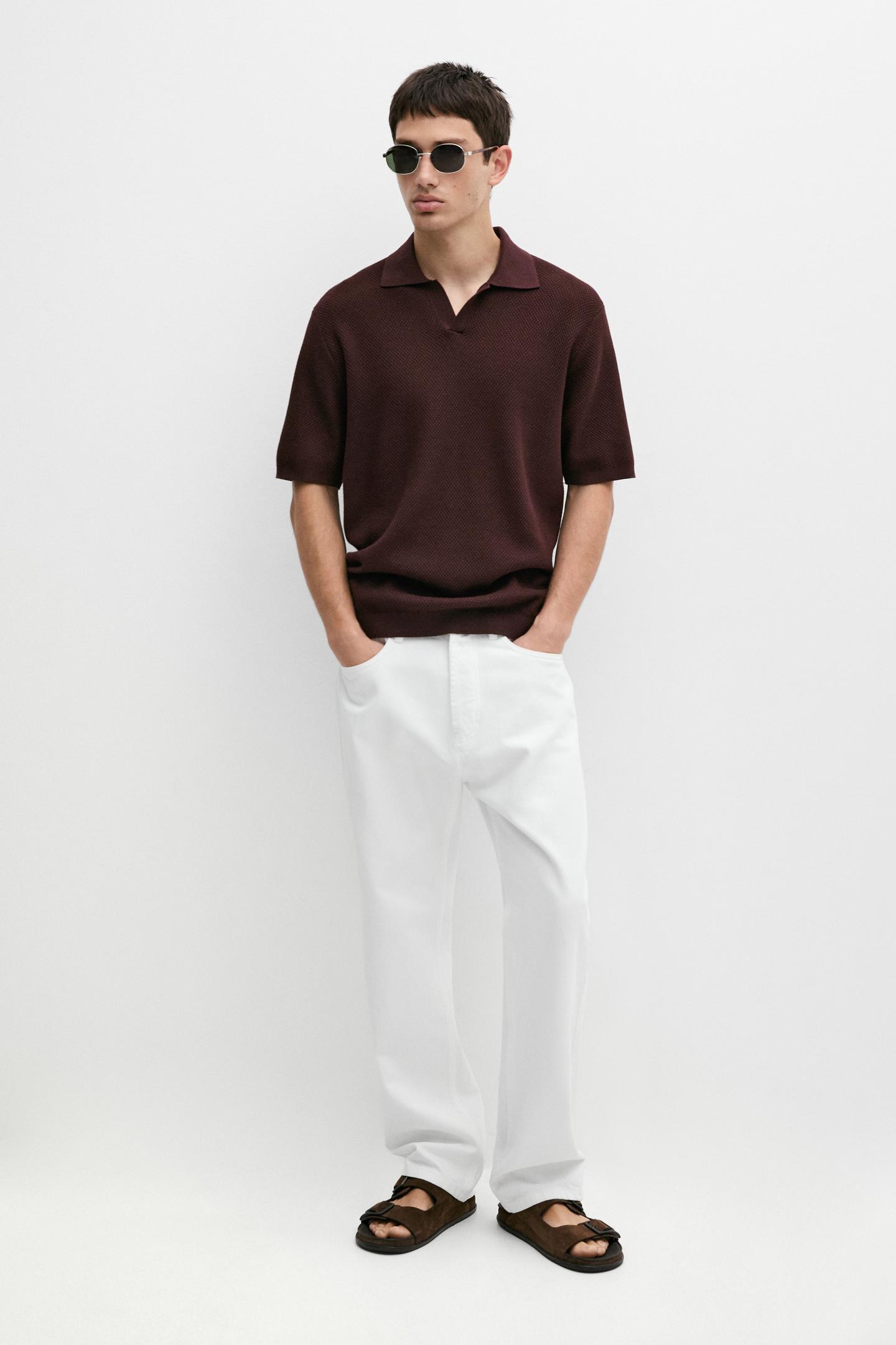 Massimo dutti JACQUARD KNIT POLO SWEATER