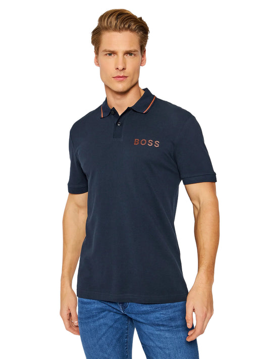 BOSS POLO TSHIRT SLIM FIT NAVY/ORNG