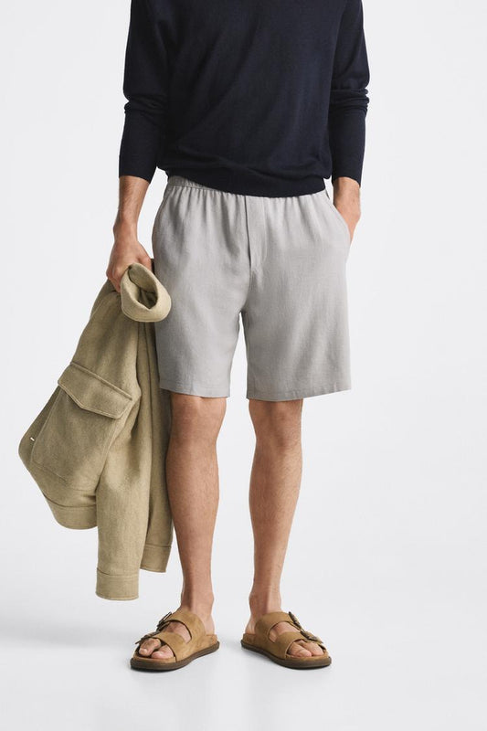 Zara Viscose- Linen Bermuda Short Gray