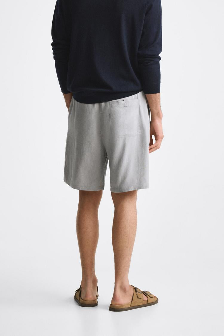 Zara Viscose- Linen Bermuda Short Gray