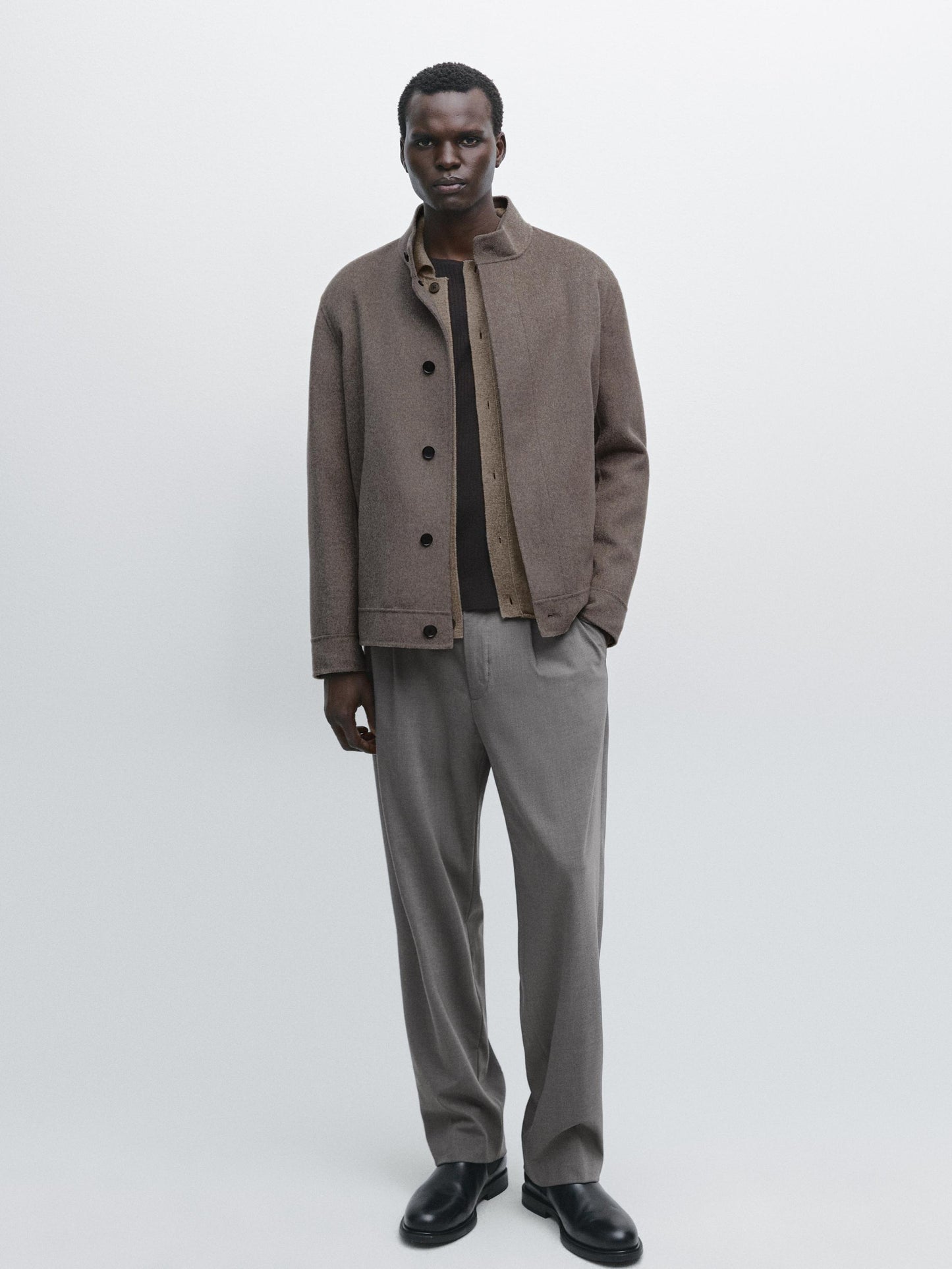 Massimo dutti DOUBLE WOOL BLEND JACKET mink