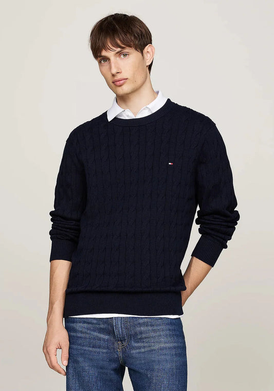 Tommy Hilfiger cable pullover crew neck navy