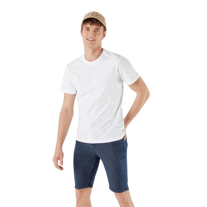 LACOSTE TSHIRT PRNTED SHOLDER  SLIM FIT WHITE