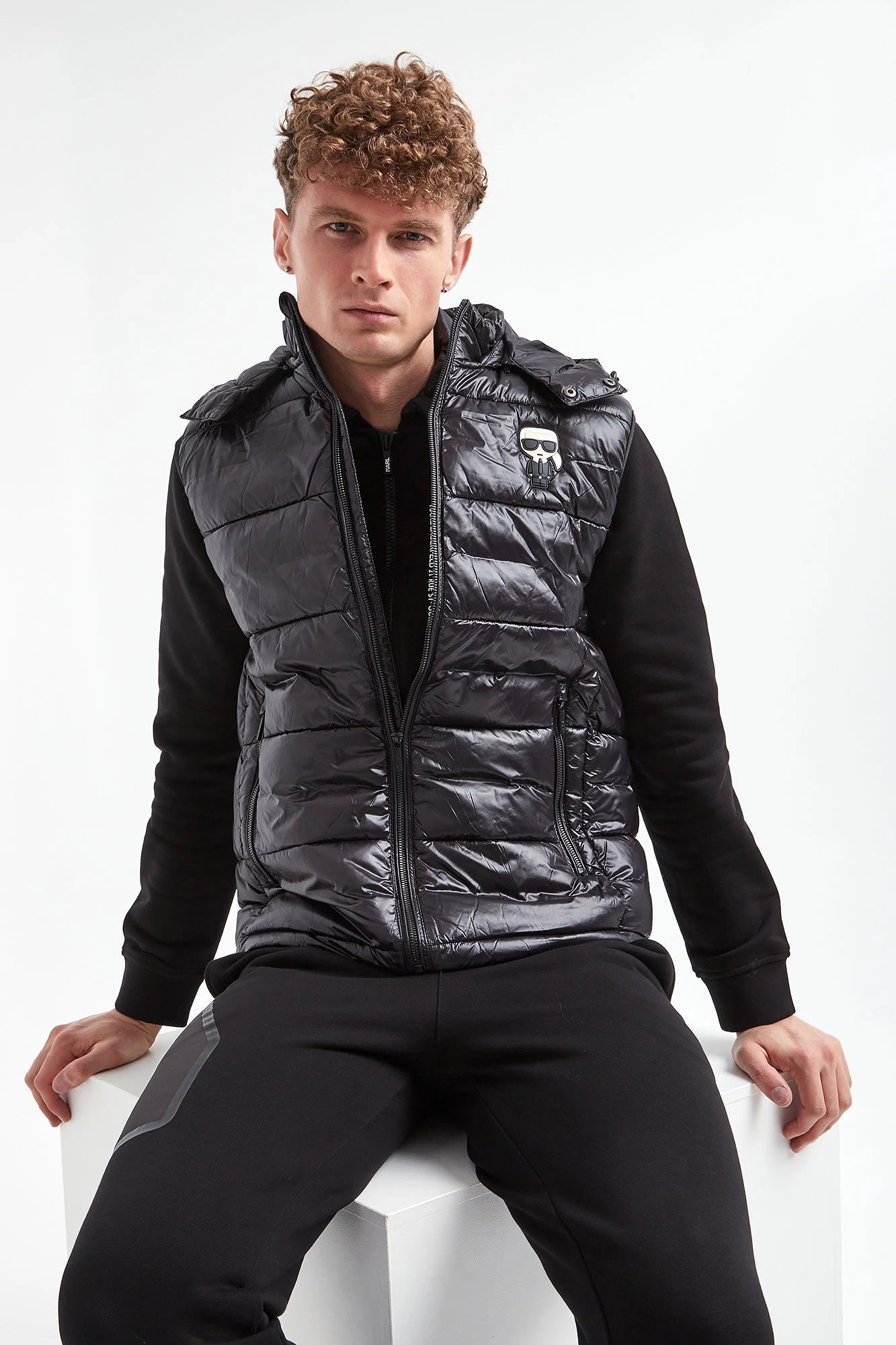 Karl Lagerfeld padded vest Detachable hood