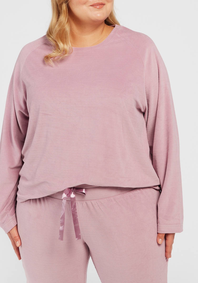 Solid Round Neck T-shirt and Full Length Pyjama Set