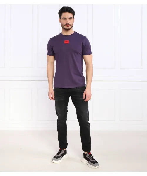 HUGO SML SQR LOGO TSHIRT DRK PURPLE