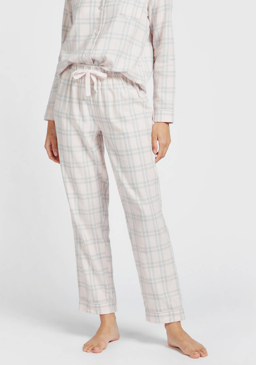 Checked Long Sleeves Sleepshirt and Pyjama Set