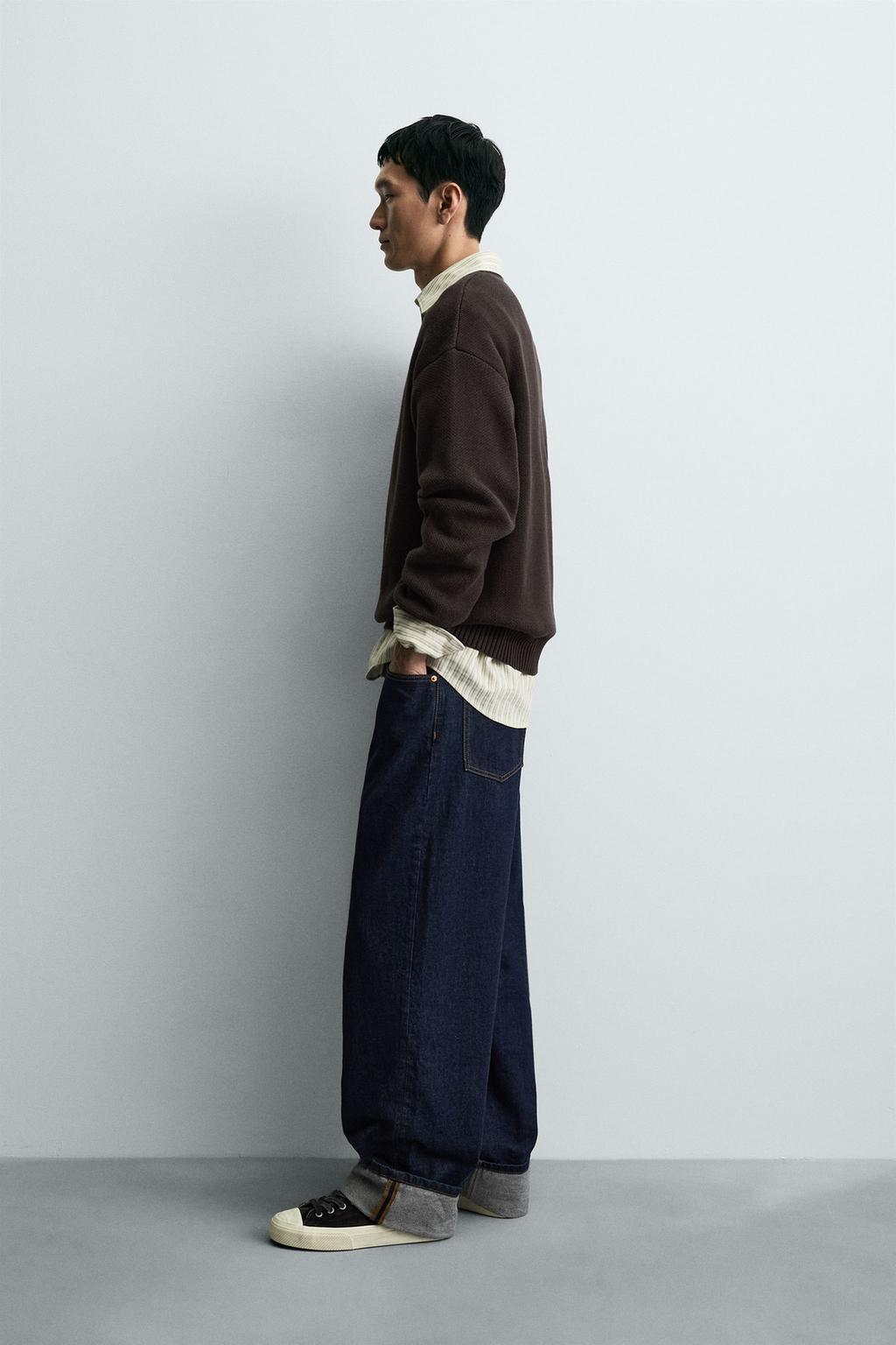 Zara Men Blend Pullover Brown