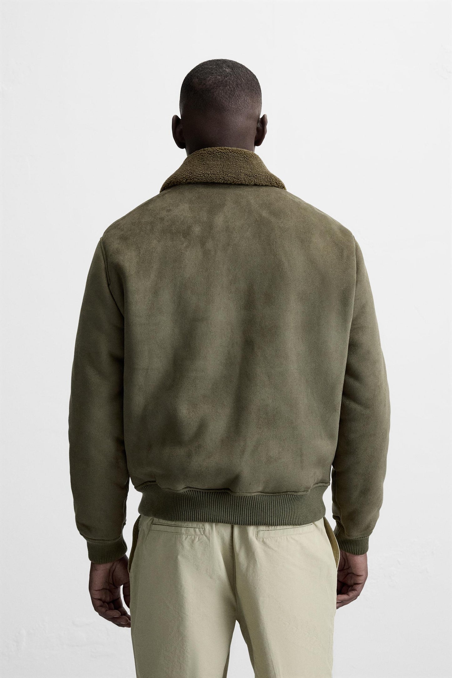 Jacket Zara Suede  Fur Inside olive