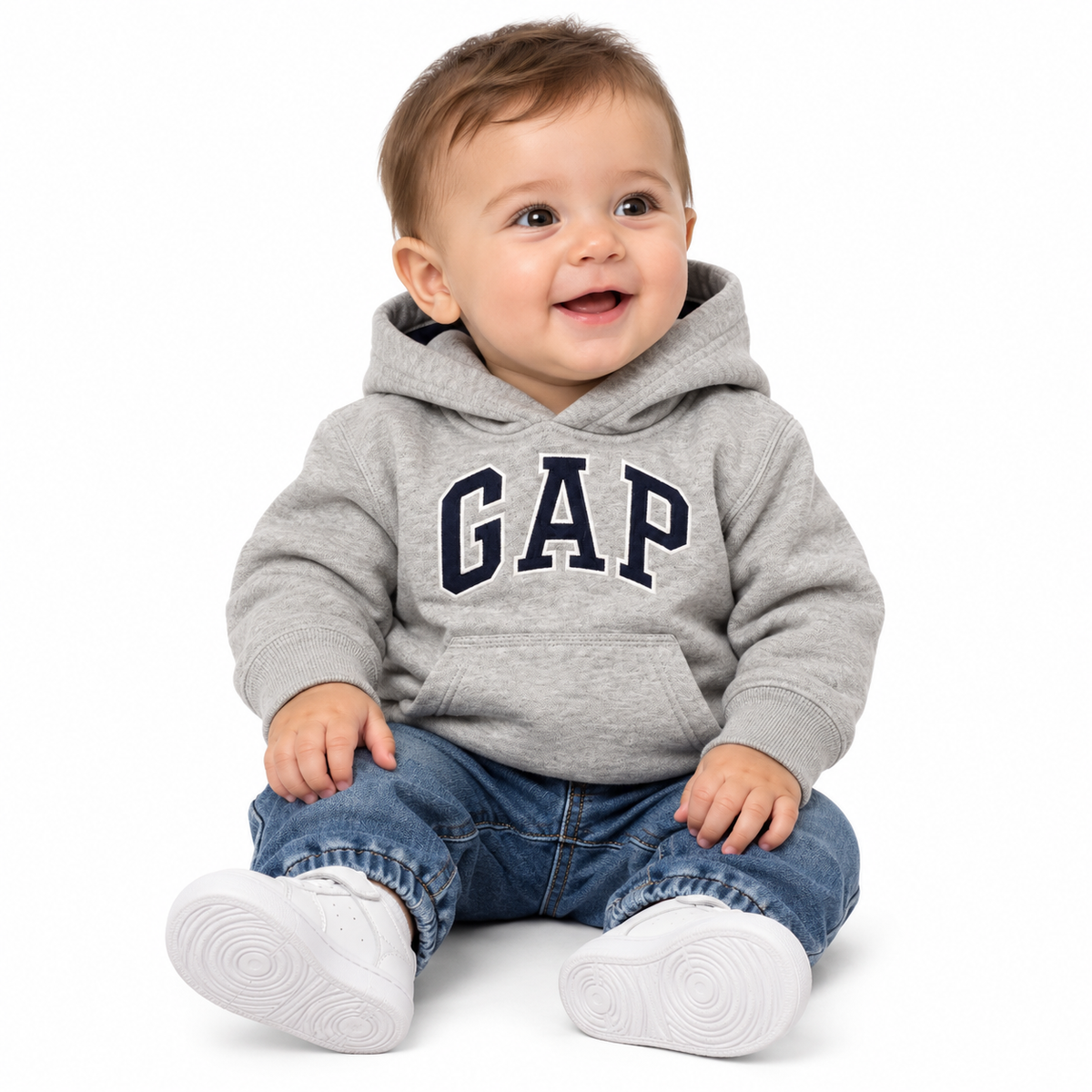 GAP Baby Boys’ Grey Logo Hoodie