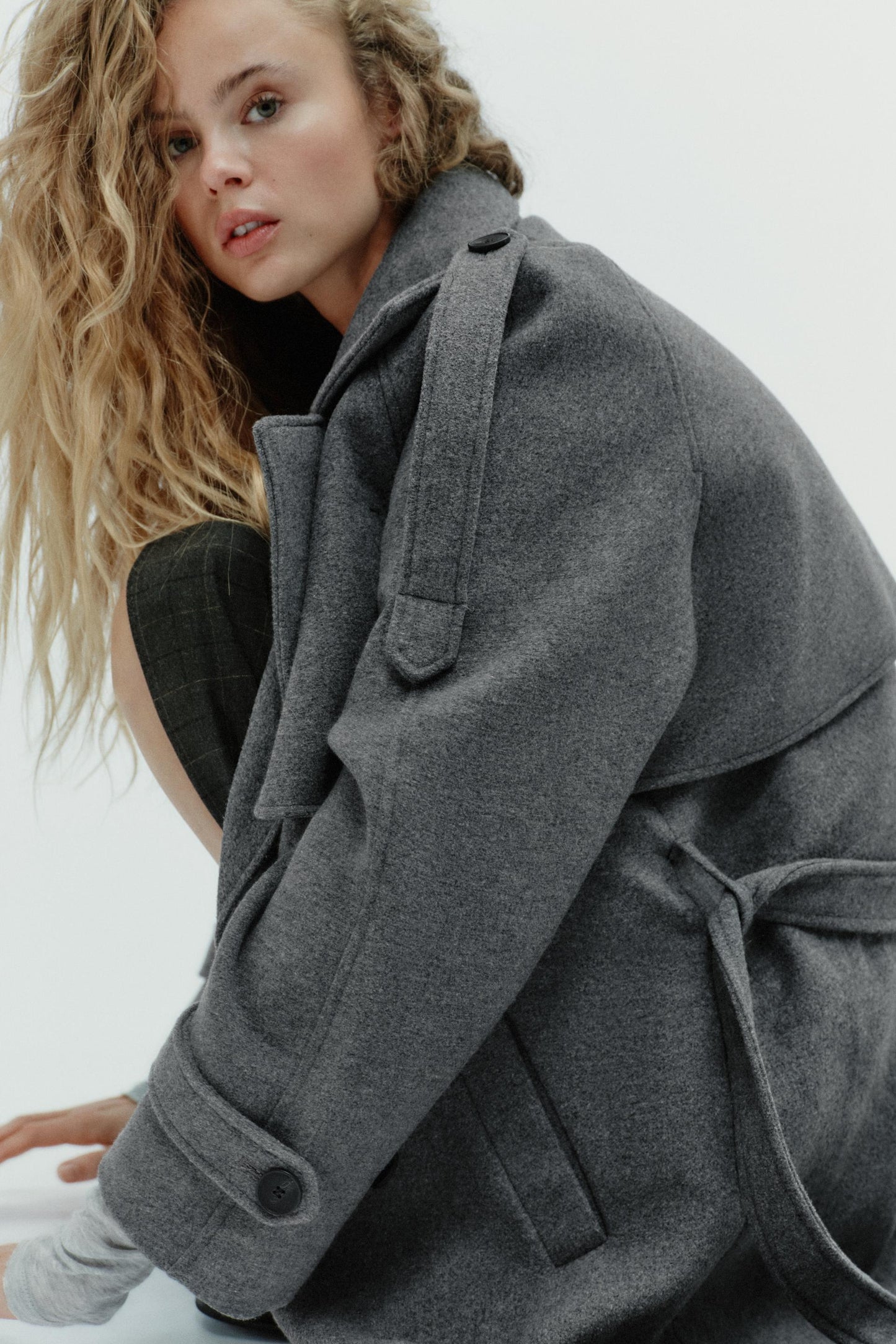 ZARA WOMEN TRENCH WOOL COAT  oversized