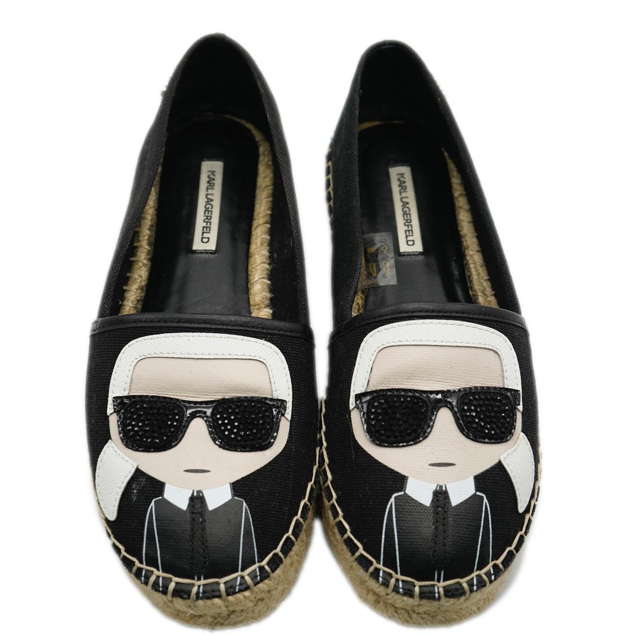 Karl Lagerfeld Women's Black and White Footwear Fit Smaller