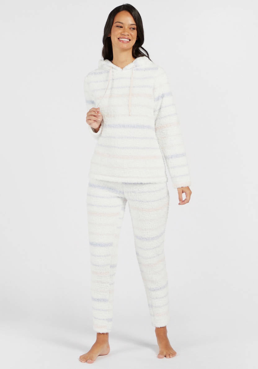 Striped Hooded Sweatshirt and Pyjama Set
