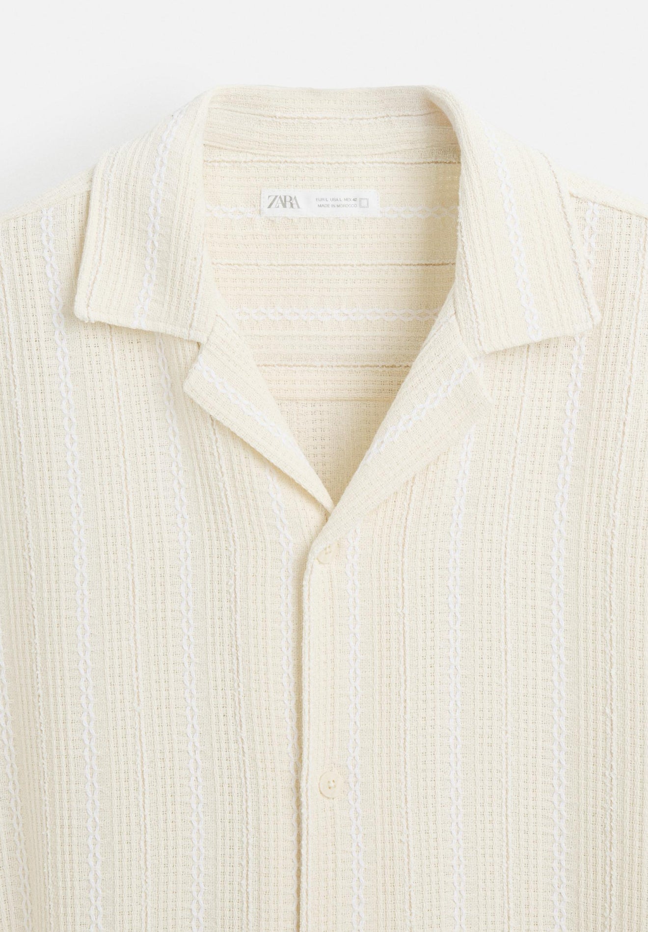 Zara STRIPED TEXTURED BERMUDA shirt