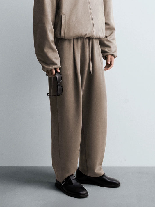 ZARA FAUX SUEDE PLEATED TROUSER