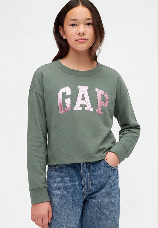 GAP GIRLS LONG SLEEVE COTTON TSHIRT GREEN