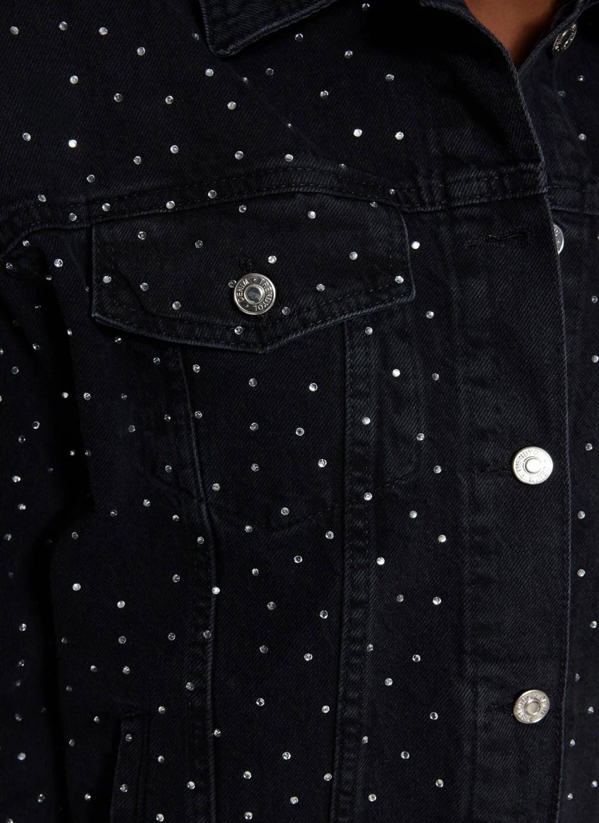 TRENDYOL COLLECTION BLACK JEWELLED OVERSIZE DENIM JACKET
