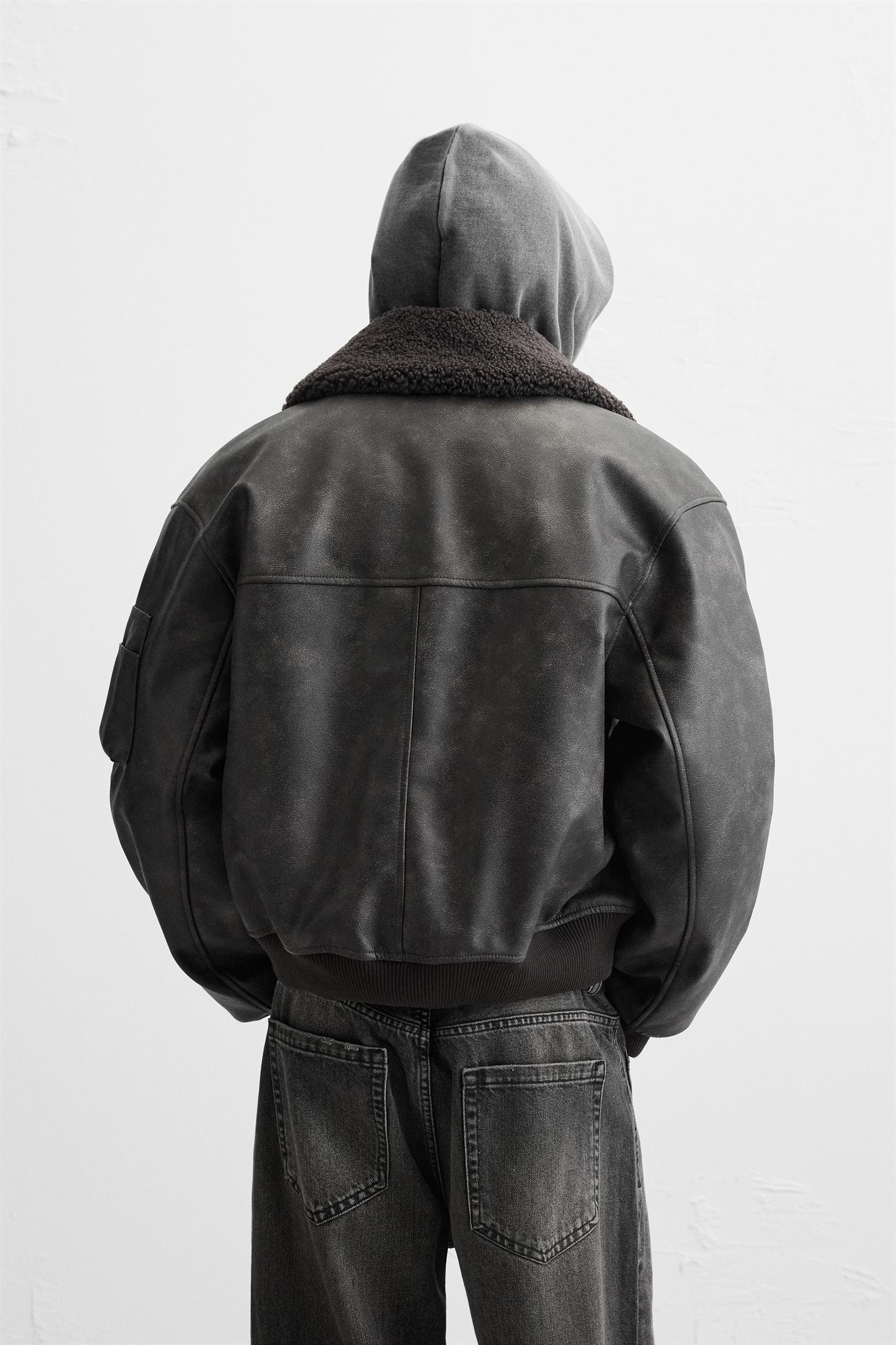 Zara Faux Leather Jacket With Removable Collar