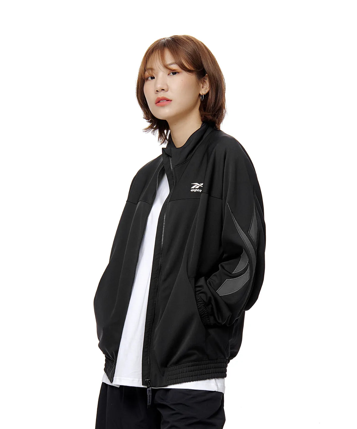 Reebok Eightyone Black Track Jacket with Grey Sleeve Details Unisex