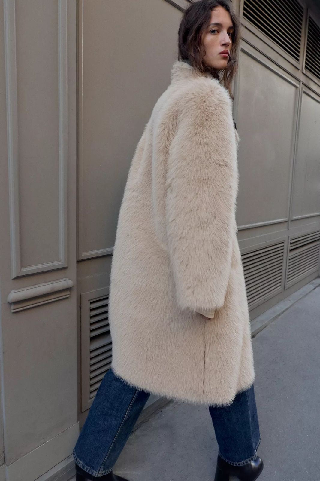 Zara REVERSIBLE DOUBLE-FACED FAUX FUR COAT