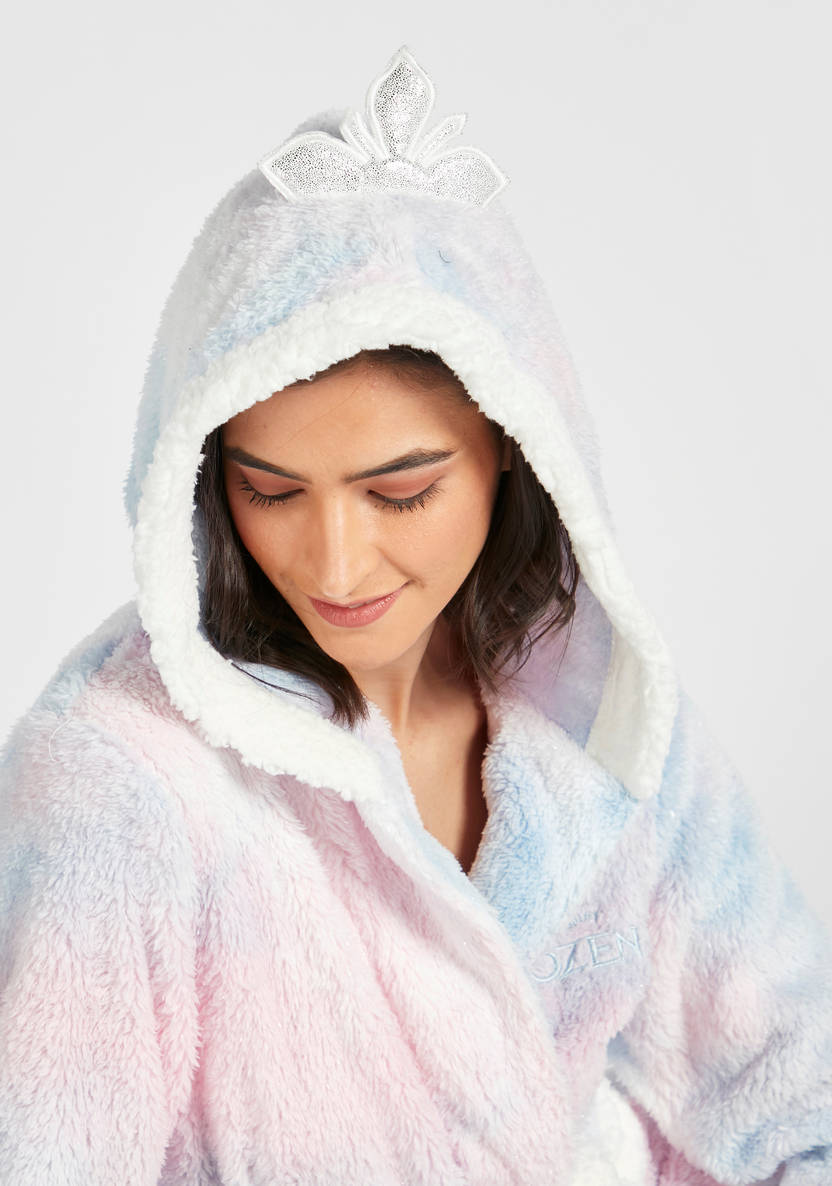Textured Robe with Long Sleeves and Hood