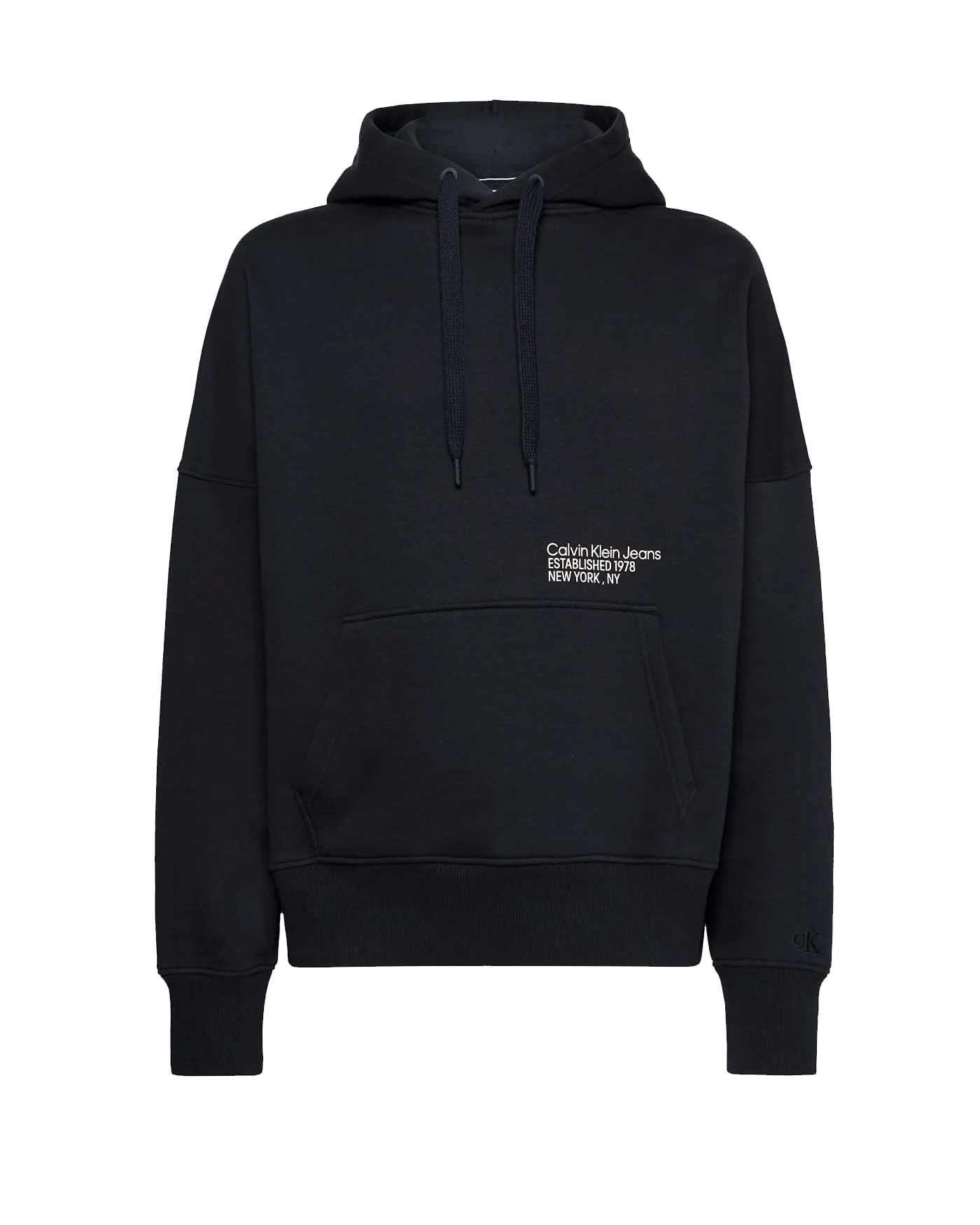 Calvin klein HOODIE LAYERED ADDRESS FLEECE  BLACK