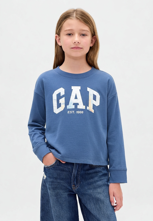 GAP GIRLS LONG SLEEVE COTTON TSHIRT BLUE