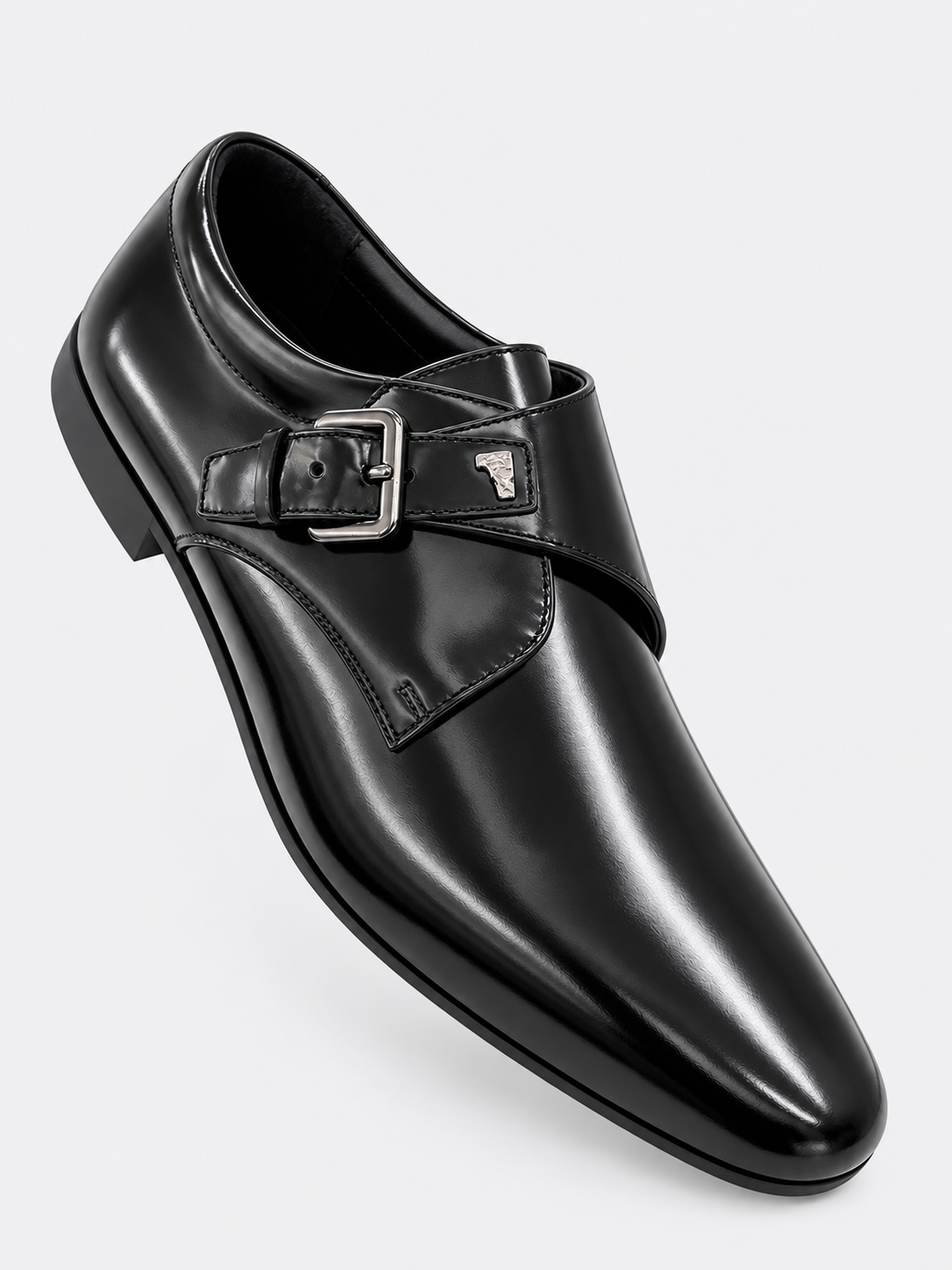 Versace | Black Leather Monk Strap Shoes