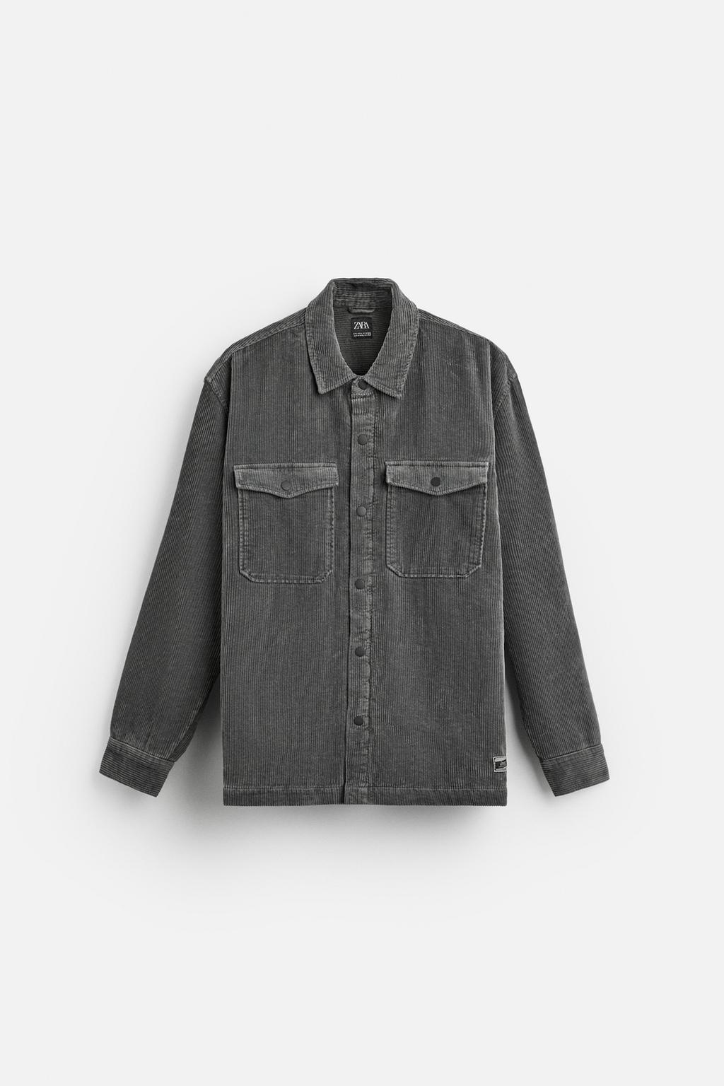 Over Shirt Zara Suede Shirt dark gray