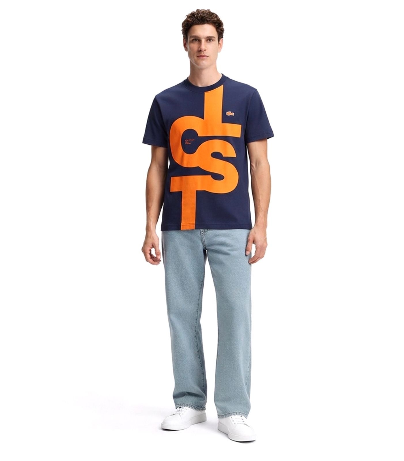 LACOTSE TSHIRT  SLIM FIT NVY/ORNG