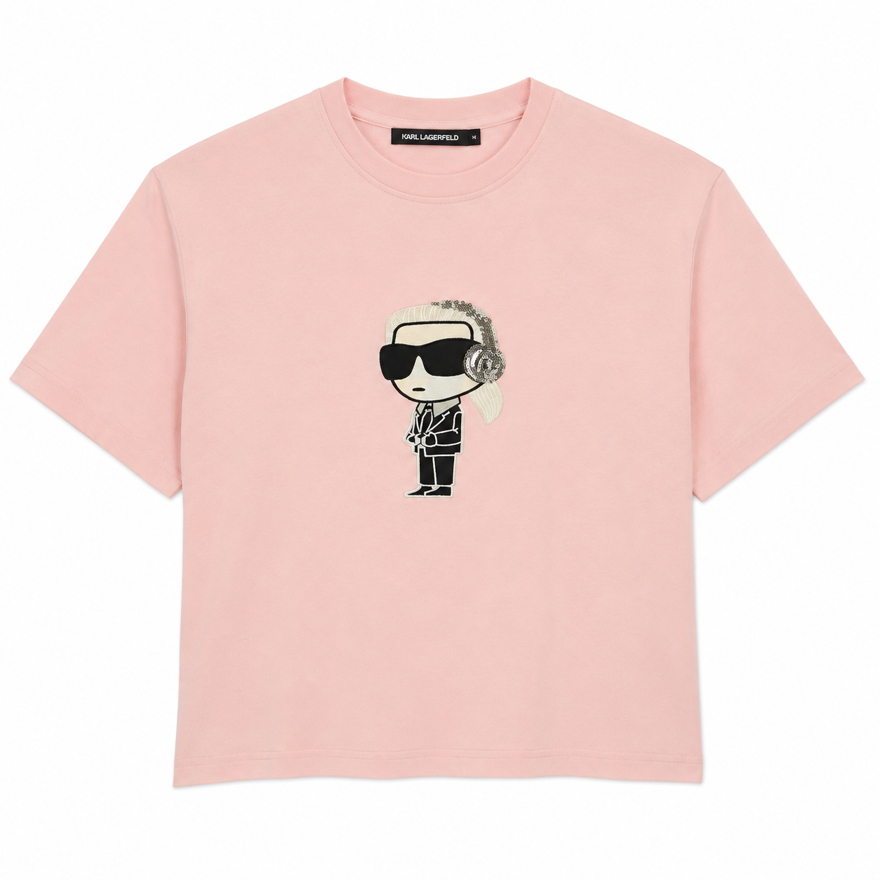 Karl Lagerfeld Women’s Pink Graphic T-Shirt – oversized Fit