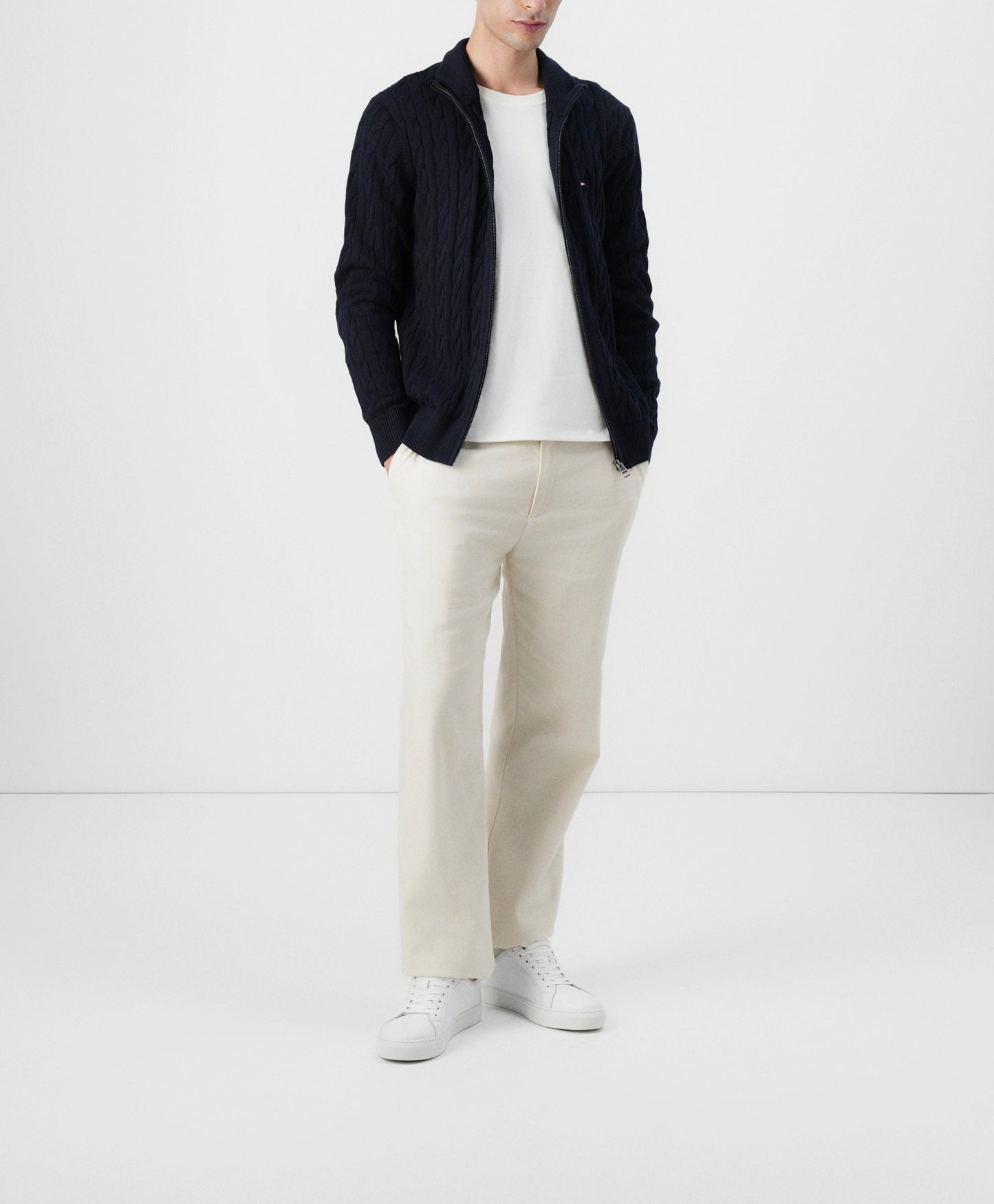 Tommy Hilfiger Sweater cable full zipper black