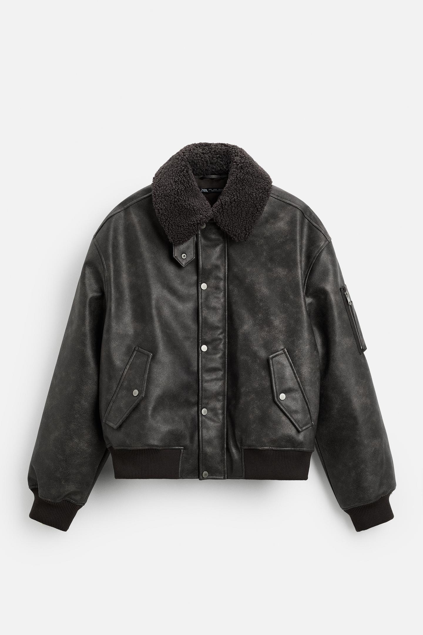 Zara Faux Leather Jacket With Removable Collar