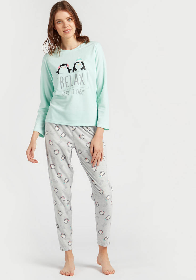 Cozy Collection Graphic Print T-shirt and All-Over Print Pyjama Set