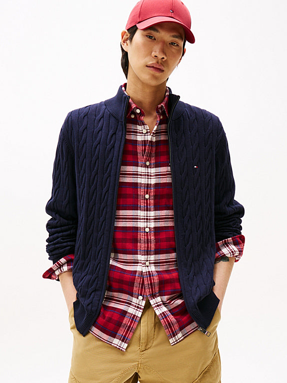 Tommy Hilfiger Sweater cable full zipper navy