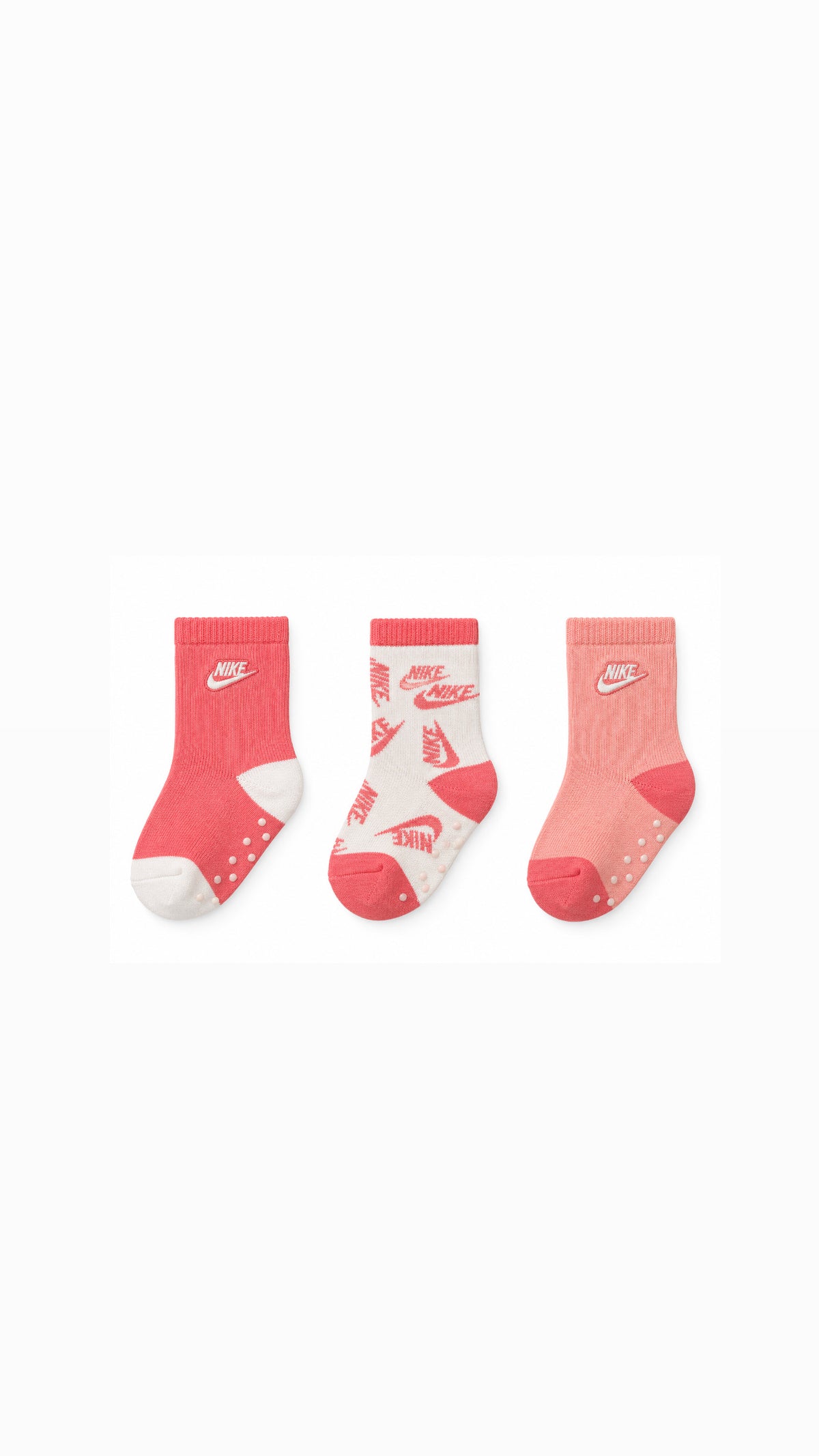 Nike Baby Socks – 3-Pair Pack | Coral & White