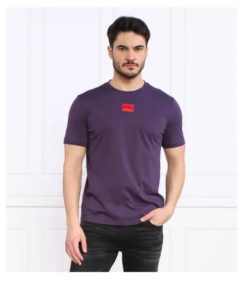 HUGO SML SQR LOGO TSHIRT DRK PURPLE