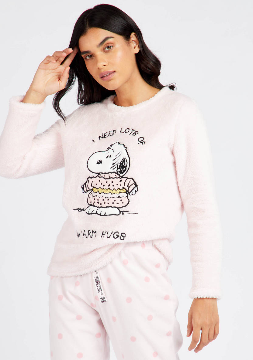 Cozy Collection Textured T-shirt and Full Length Pyjama Set