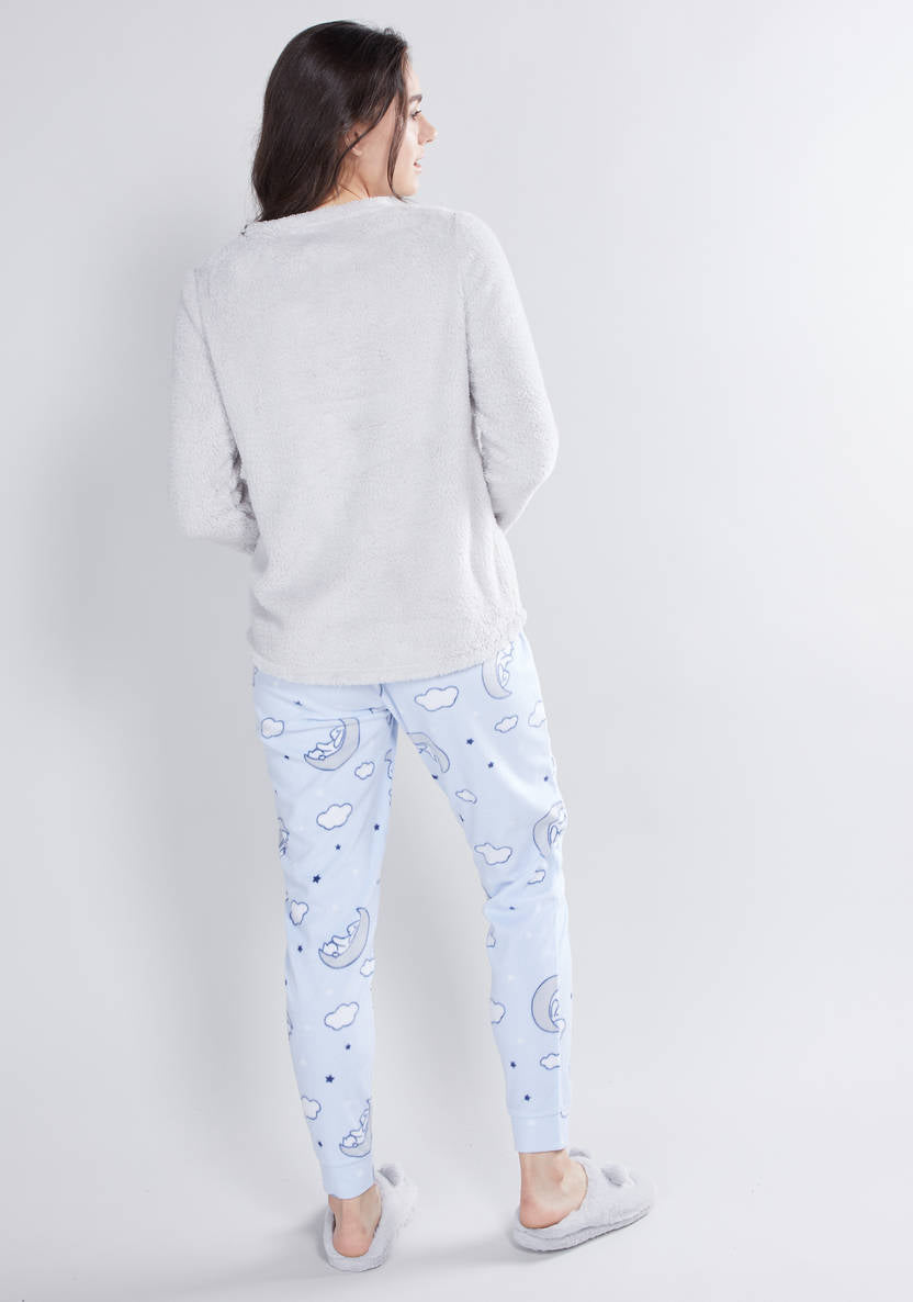 Cozy Collection Textured T-shirt and Full Length Jog Pants Set