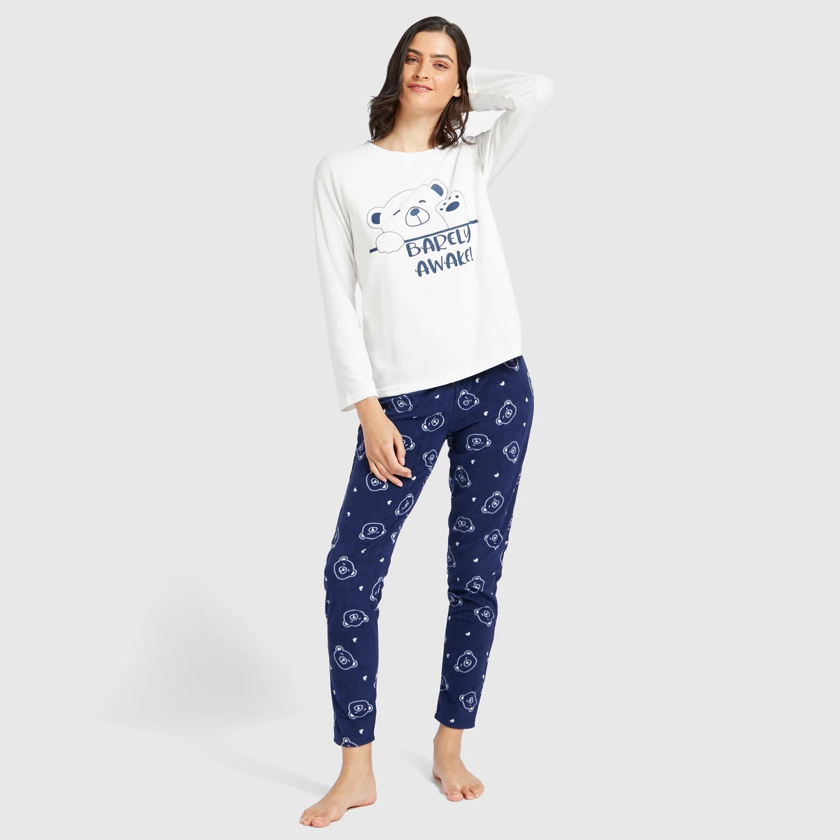 Textured Long-Sleeve TShirt & Pajama Pants Set Babely Awake