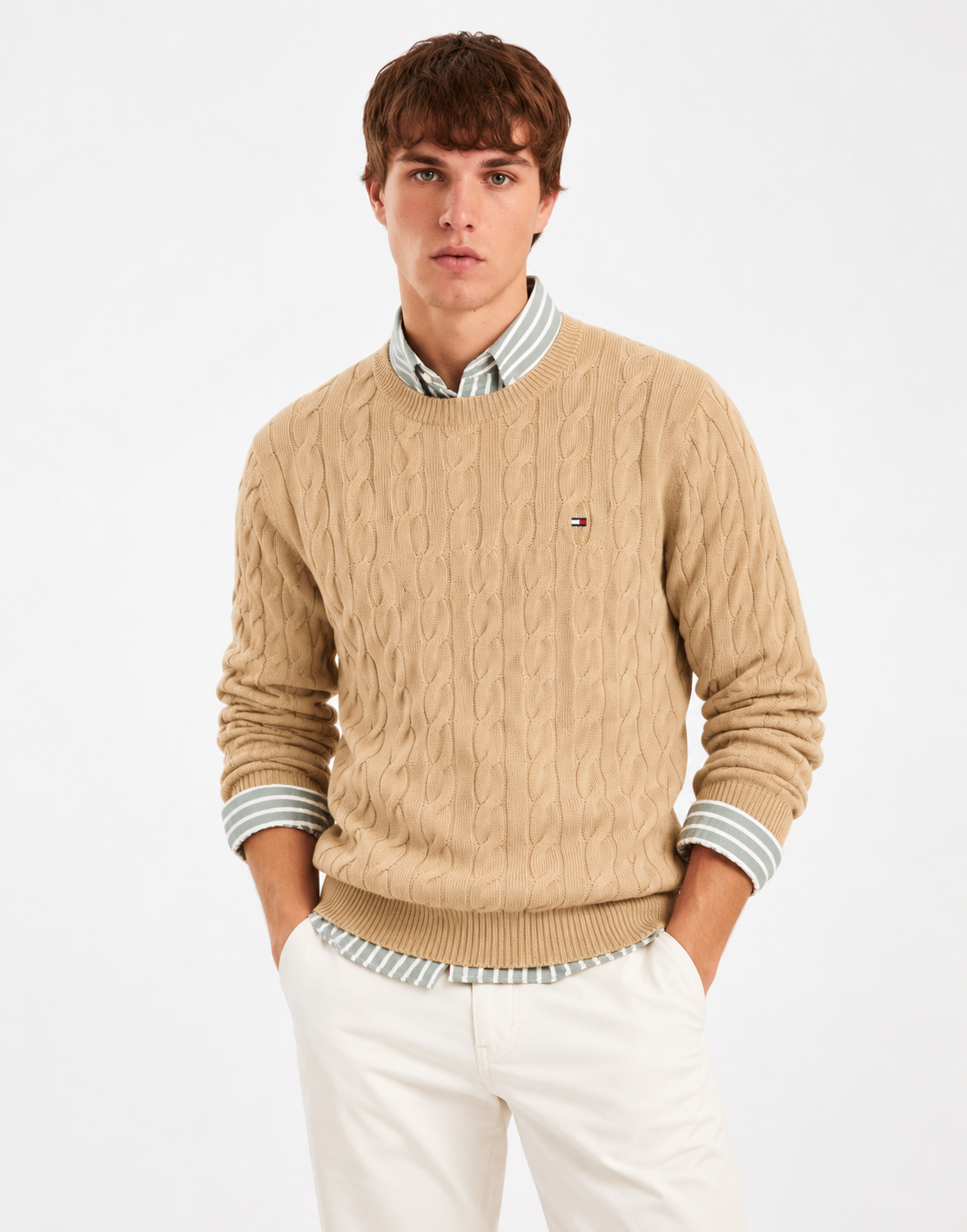 Tommy Hilfiger cable pullover crew neck beige