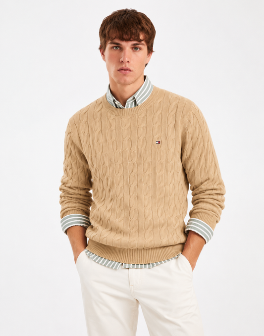 Tommy Hilfiger cable pullover crew neck beige