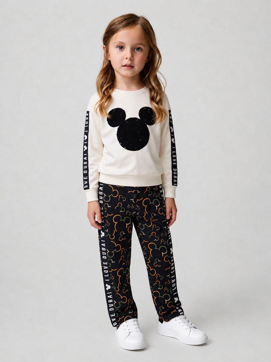Max pjama Kids White Micky Mouse Glitter Cotton