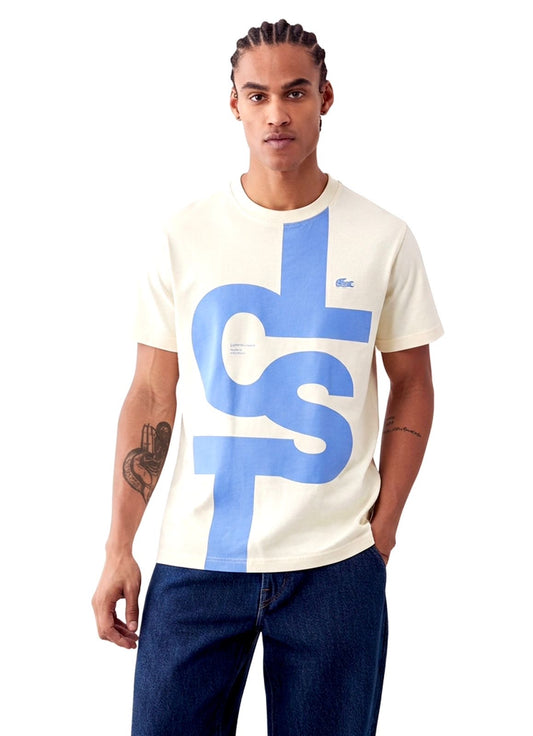 LACOTSE TSHIRT  SLIM FIT WHITE /BLU
