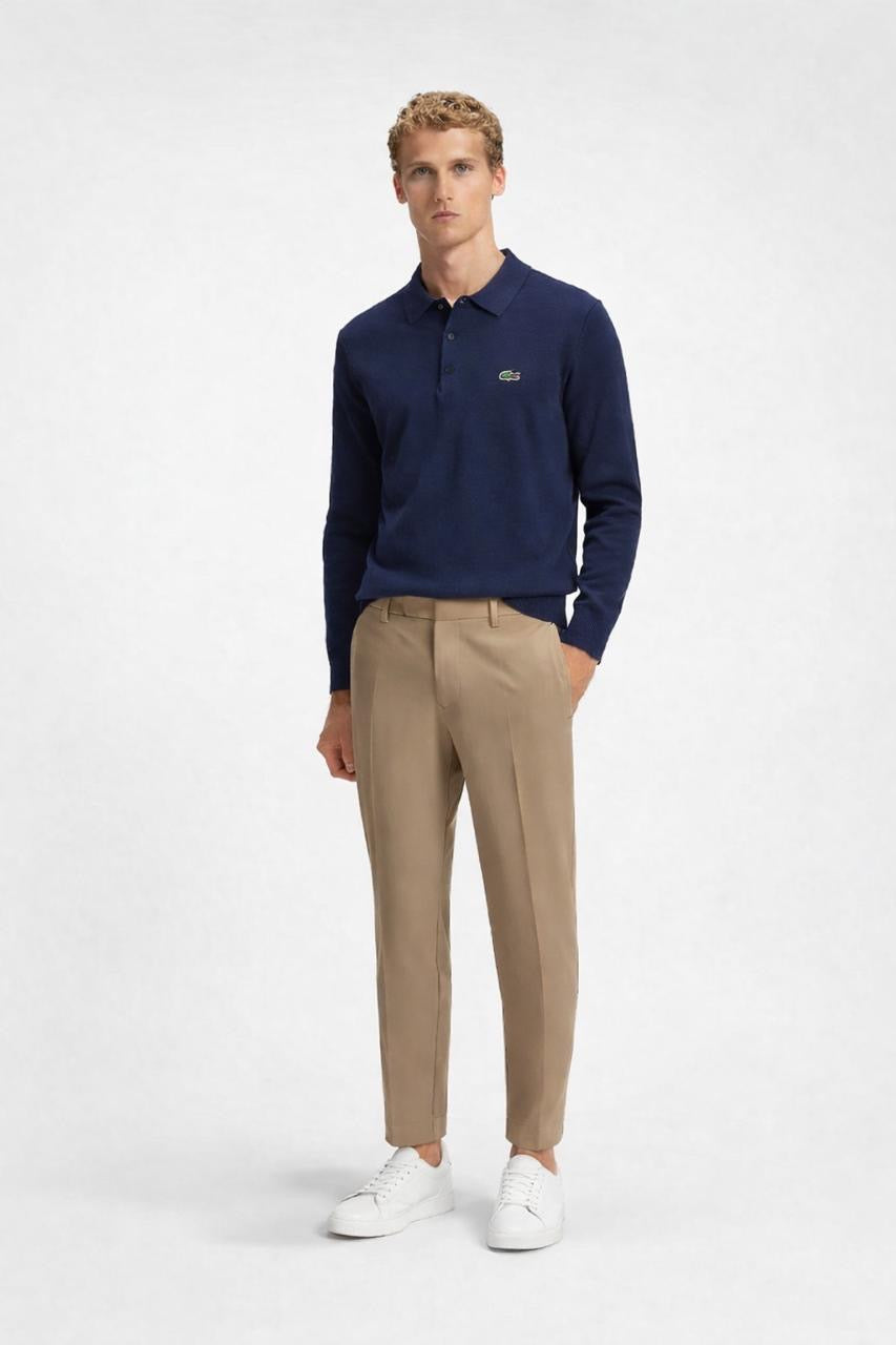 Lacoste Carded Polo Sweater Navy Slim Fit